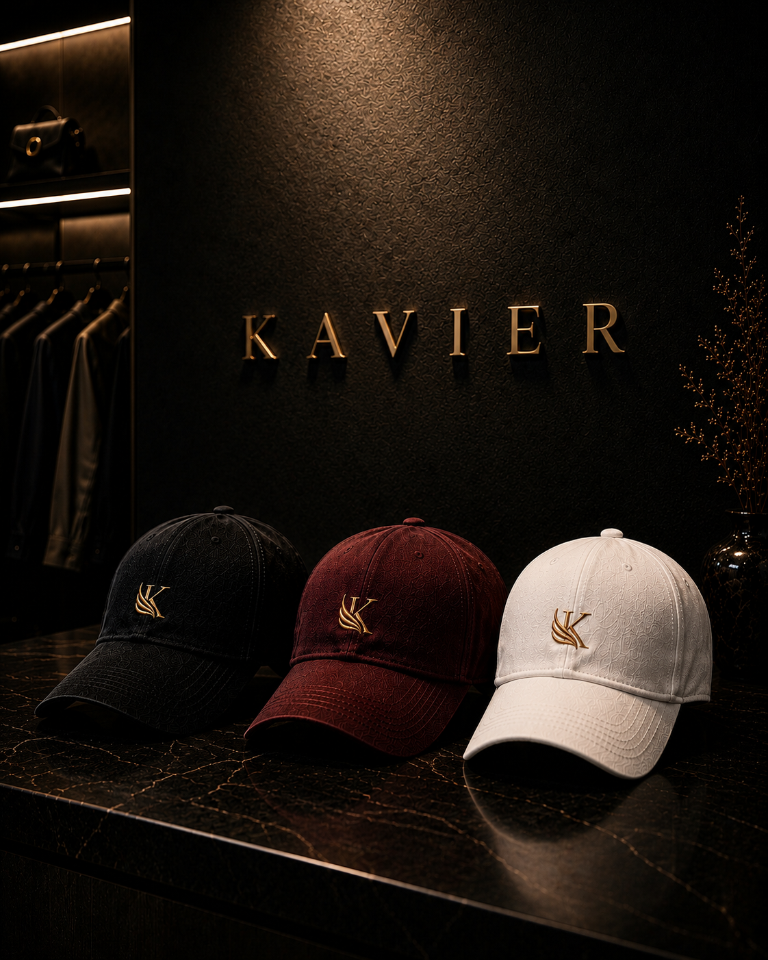 KAVIER Signature Cap – Black / Burgundy / White